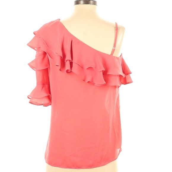 Parker Vibrant Coral one shoulder blouse - Picture 2 of 3
